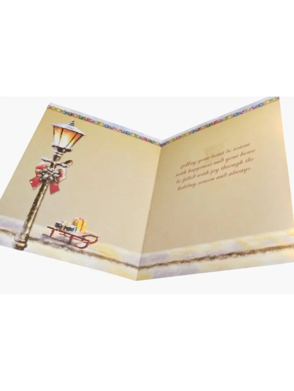 Holiday Greeting Card Simon Treadwell Christmas Door Wreath Lamppost Sled USA